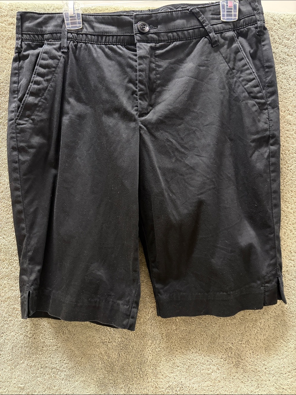 Classic Black Bermuda Shorts with Pleat Detail